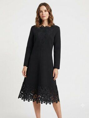 LELA ROSE BLACK EMBROIDERED SHEATH FORMAL DRESS - M